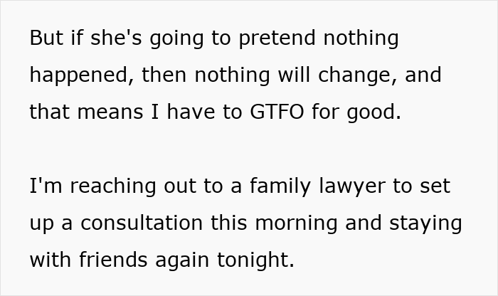 Text excerpt describing a husband deciding to leave after a trip he didn’t want, revealing years of resentment. Text excerpt describing a husband deciding to leave after a trip he didn’t want, revealing years of resentment.