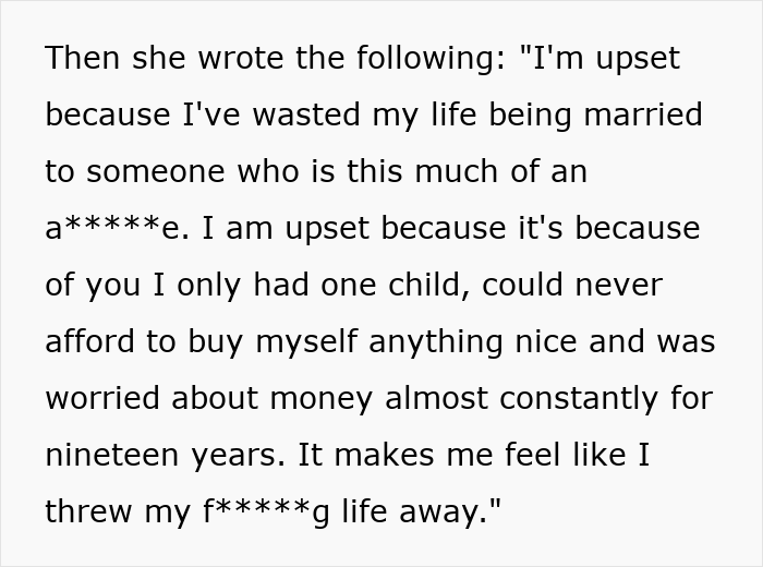 Text excerpt showing a wife's years of resentment and frustration toward her husband during an unwanted trip. Text excerpt showing a wife's years of resentment and frustration toward her husband during an unwanted trip.