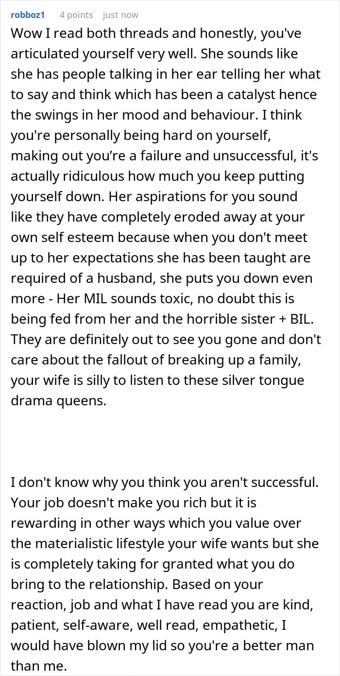 Alt text: Online comment discussing wife humiliating husband by unleashing years of resentment during unwanted trip. Alt text: Online comment discussing wife humiliating husband by unleashing years of resentment during unwanted trip.
