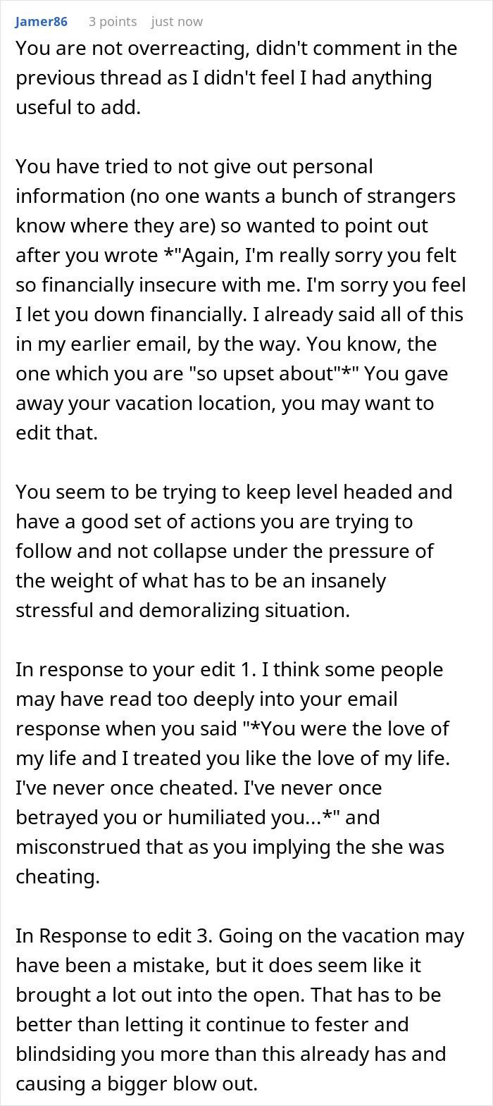Text conversation discussing a wife humiliating her husband by unleashing years of resentment on an unwanted trip. Text conversation discussing a wife humiliating her husband by unleashing years of resentment on an unwanted trip.