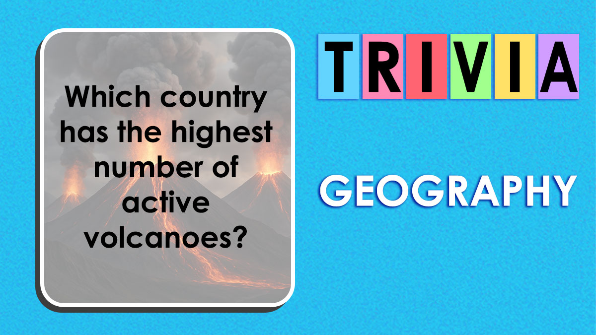 Trivia question asking which country has the highest number of active volcanoes, related to extreme geography records