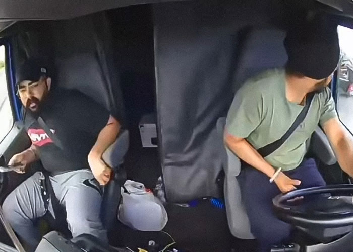 Truck driver making an illegal U-turn captured on dashcam, a critical moment leading to a deadly accident. Truck driver making an illegal U-turn captured on dashcam, a critical moment leading to a deadly accident.