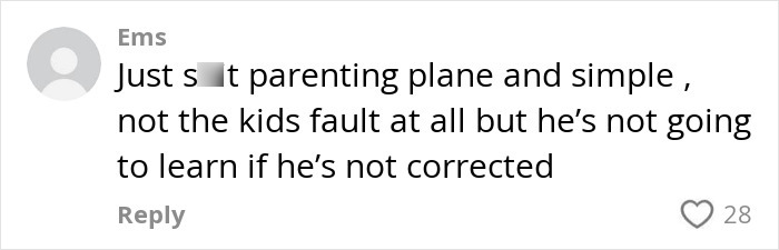 Comment from a passenger sharing her worst experience with a bored child on a flight, sparking debate. Comment from a passenger sharing her worst experience with a bored child on a flight, sparking debate.