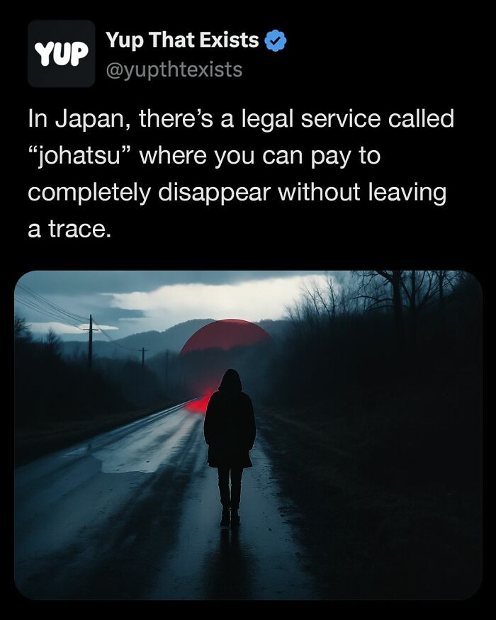 Person walking alone on a dark, misty road at dusk illustrating weird things that sound made up but are real.