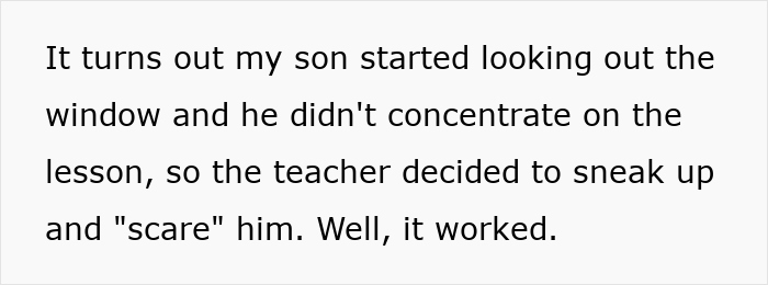 Text about a teacher scaring a student during class leading to a shock reaction and a surprised dad facing suspension. Text about a teacher scaring a student during class leading to a shock reaction and a surprised dad facing suspension.