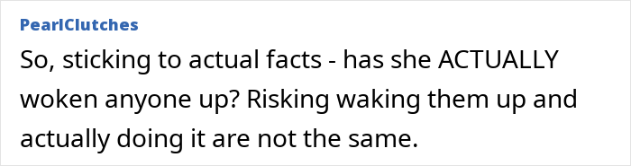 Comment discussing the live-in nanny curfew debate, questioning if she has actually woken anyone up during nights off. Comment discussing the live-in nanny curfew debate, questioning if she has actually woken anyone up during nights off.