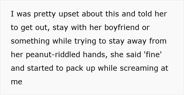 Text showing a woman upset as sister-in-law ignores no-peanut rule, risking anaphylaxis, while husband sides with his sister.