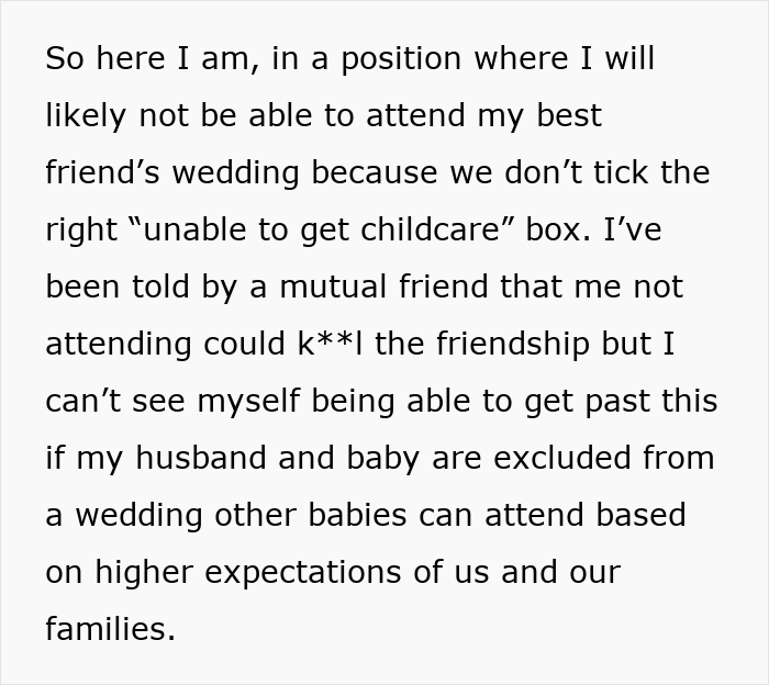 Mom Refuses To Attend Best Friend&rsquo;s "Childfree" Wedding