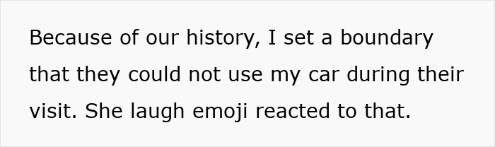 Text about setting boundaries with parents during a pregnant sister’s visit while dealing with a cat conflict.