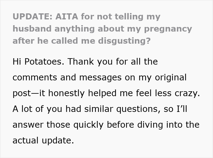 Woman Refuses To Share Any Pregnancy Details With Husband After His Comment, He Misses The Birth Woman Refuses To Share Any Pregnancy Details With Husband After His Comment, He Misses The Birth