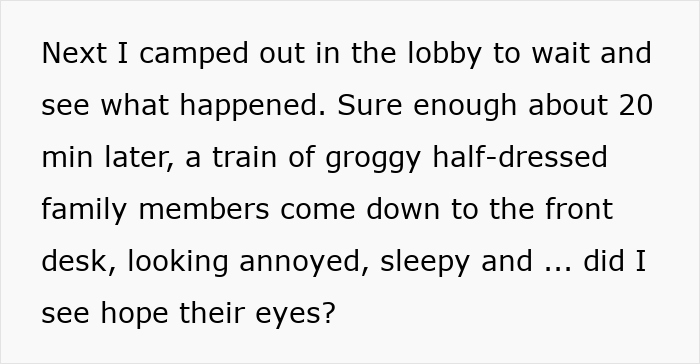 Text describing hotel guests disturbing neighbors and facing 5 AM revenge for their rude behavior. Text describing hotel guests disturbing neighbors and facing 5 AM revenge for their rude behavior.