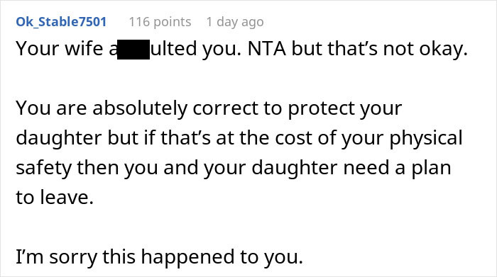 Comment explaining the importance of telling wife why daughter doesn’t trust and protecting family safety after abuse. Comment explaining the importance of telling wife why daughter doesn’t trust and protecting family safety after abuse.