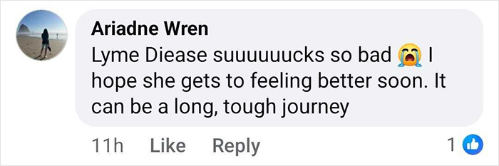Comment mentioning Lyme disease and expressing hope for Bella Hadid’s recovery after years of invisible suffering. Comment mentioning Lyme disease and expressing hope for Bella Hadid’s recovery after years of invisible suffering.