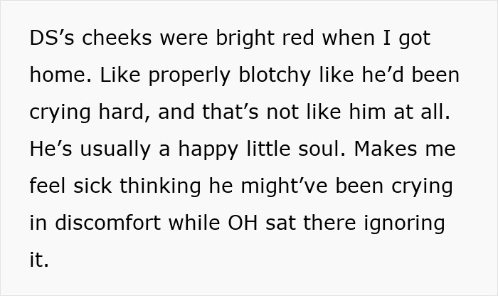 Text describing a dad’s first time caring for his son, forgetting to change diaper and feed him, causing mom to be upset. Text describing a dad’s first time caring for his son, forgetting to change diaper and feed him, causing mom to be upset.