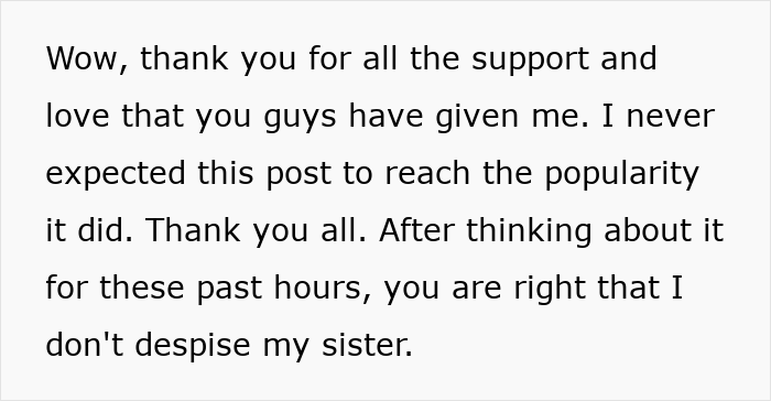 Text expressing gratitude for support and reflecting on feelings about babysitting an autistic sister. Text expressing gratitude for support and reflecting on feelings about babysitting an autistic sister.