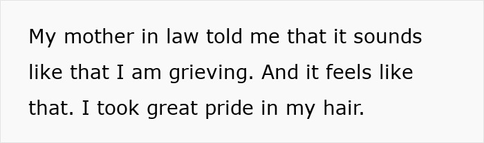 Text image showing a quote about grieving and pride in hair, related to netizens stunned by a too short haircut comparison. Text image showing a quote about grieving and pride in hair, related to netizens stunned by a too short haircut comparison.
