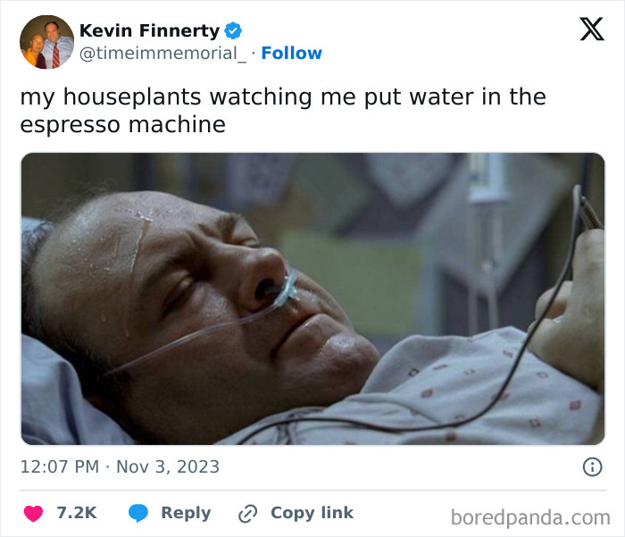Man lying in hospital bed with oxygen tube, caption humorously relates to people hilariously speaking their truth online.
