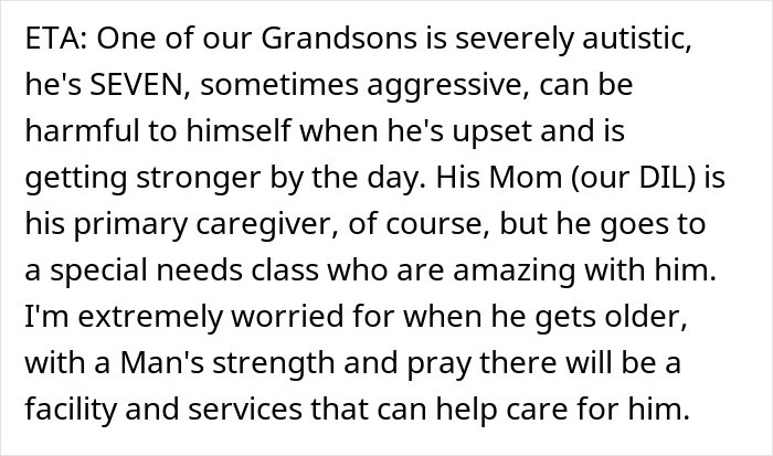 Text about a severely autistic seven-year-old boy, caregiving challenges, and concerns for future care services. Text about a severely autistic seven-year-old boy, caregiving challenges, and concerns for future care services.