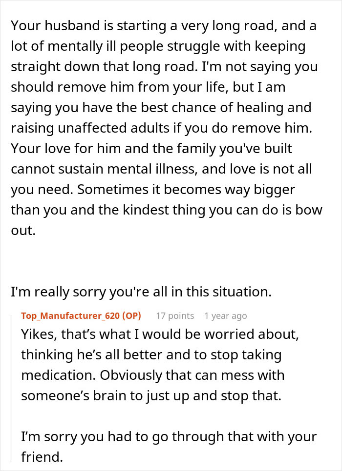 Text conversation about a woman giving her husband another chance and learning a hard lesson about mental illness and relationships. Text conversation about a woman giving her husband another chance and learning a hard lesson about mental illness and relationships.