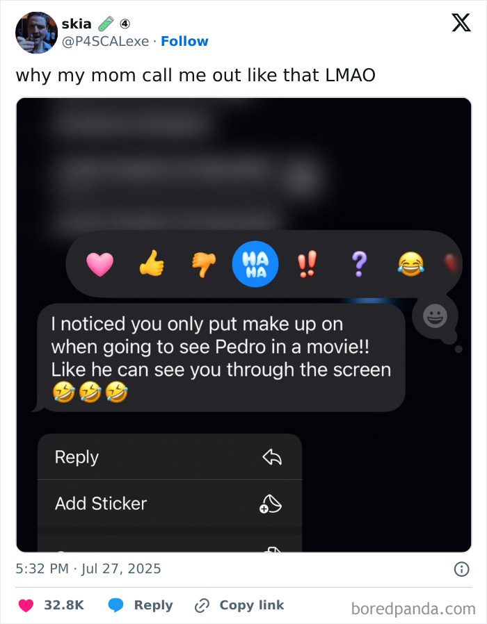 Screenshot of a funny text message from a parent calling out makeup habits, showcasing funniest parents humor.