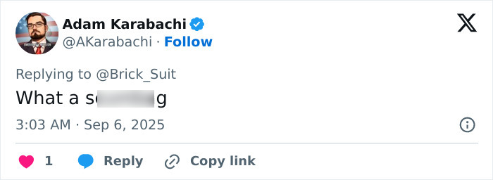 Tweet from Adam Karabachi reacting to Phillies Karen controversy involving home run ball taken from birthday boy’s father. Tweet from Adam Karabachi reacting to Phillies Karen controversy involving home run ball taken from birthday boy’s father.
