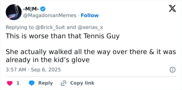 Screenshot of a tweet criticizing Phillies Karen for snatching a home run ball from a birthday boy’s father. Screenshot of a tweet criticizing Phillies Karen for snatching a home run ball from a birthday boy’s father.