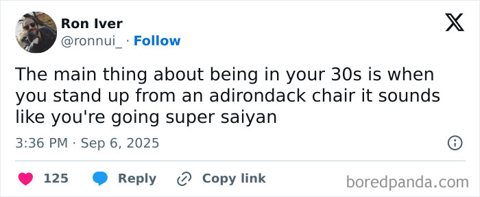 Screenshot of a funny tweet about being in your 30s, included in the funniest tweets of September collection.