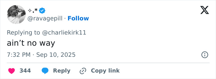Tweet reply on a social media platform reacting to Charlie Kirk predicted his own passing in an eerie post from 11 years ago. Tweet reply on a social media platform reacting to Charlie Kirk predicted his own passing in an eerie post from 11 years ago.