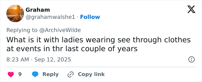 Tweet by Graham questioning ladies wearing see-through clothes at recent events, referencing fashion trends and public reactions. Tweet by Graham questioning ladies wearing see-through clothes at recent events, referencing fashion trends and public reactions.