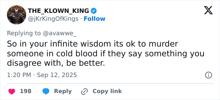 Screenshot of a Twitter reply with a controversial comment amid The Rock's daughter doubling down on Charlie Kirk remarks. Screenshot of a Twitter reply with a controversial comment amid The Rock's daughter doubling down on Charlie Kirk remarks.