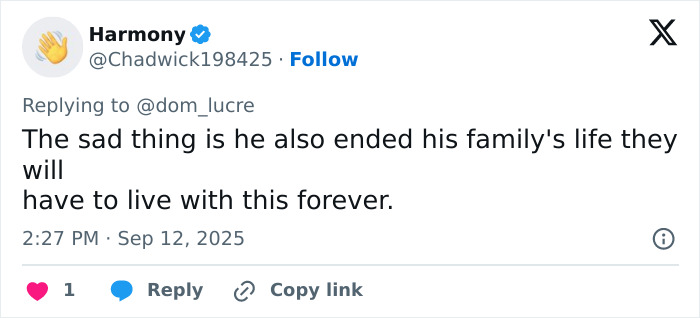 Screenshot of a tweet discussing the FBI director revealing details about Charlie Kirk's assassin's capture. Screenshot of a tweet discussing the FBI director revealing details about Charlie Kirk's assassin's capture.