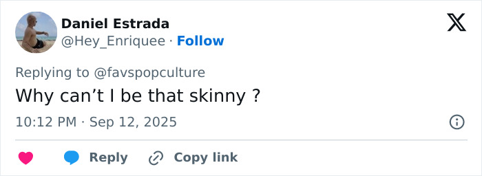 Comment on social media expressing a desire to be as skinny as Lily Collins amid the era of extreme thinness concerns. Comment on social media expressing a desire to be as skinny as Lily Collins amid the era of extreme thinness concerns.