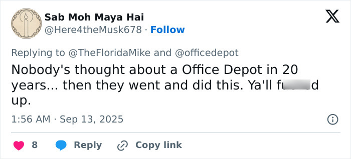 Office Depot Fires 'Insensitive' Staffer After Refusing To Print Charlie Kirk Vigil Poster Office Depot Fires 'Insensitive' Staffer After Refusing To Print Charlie Kirk Vigil Poster