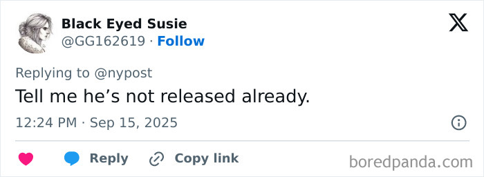 Screenshot of a social media reply discussing the maniac driver’s shocking response to cops after hitting a teen.