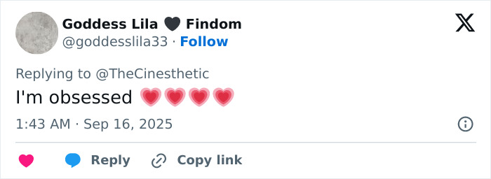 User comment on social media, expressing admiration with heart emojis, related to Jenna Ortega’s stylist and viral Emmy outfit. User comment on social media, expressing admiration with heart emojis, related to Jenna Ortega’s stylist and viral Emmy outfit.