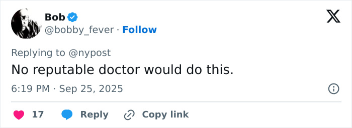 Tweet from a user expressing disbelief about a surgeon involved in a fatal breast enlargement case detained with the teen’s mom.