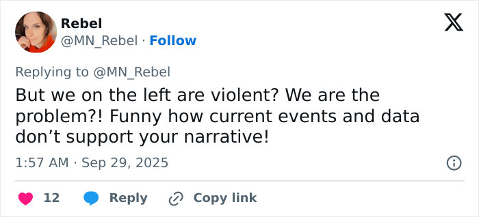 Screenshot of a social media post debating violence amid conspiracy theorists linking Michigan church tragedy to Charlie Kirk attack. Screenshot of a social media post debating violence amid conspiracy theorists linking Michigan church tragedy to Charlie Kirk attack.