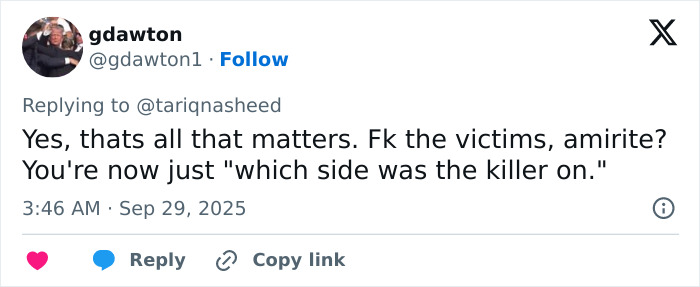 Screenshot of a social media reply discussing the Michigan church tragedy and conspiracy theorists linking it to Charlie Kirk. Screenshot of a social media reply discussing the Michigan church tragedy and conspiracy theorists linking it to Charlie Kirk.