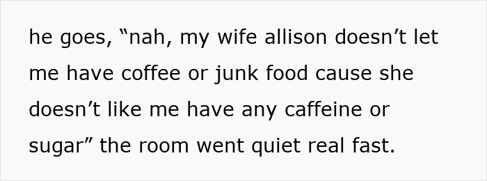 Text excerpt showing a 23-year-old confronting a married coworker about restrictions from his wife, fearing it caused divorce.