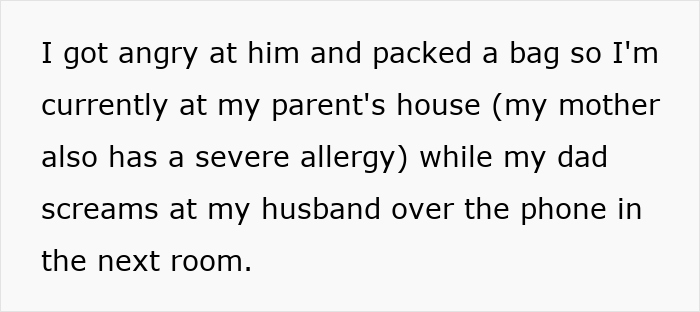 Woman at her parents’ house after anaphylaxis risk as sister-in-law ignores no-peanut allergy rule causing family conflict.