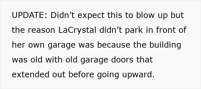 Text explaining a man towing an entitled neighbor’s car for repeatedly blocking his driveway, with her demanding $300. Text explaining a man towing an entitled neighbor’s car for repeatedly blocking his driveway, with her demanding $300.