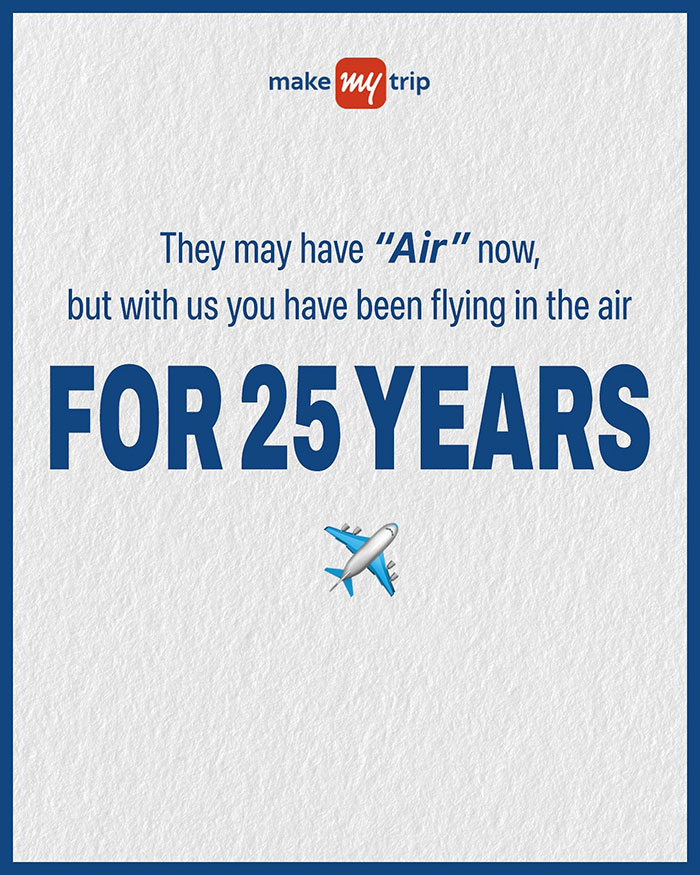Samsung brutally mocks new iPhone launch with sarcastic MakeMyTrip ad highlighting 25 years of flying experience. Samsung brutally mocks new iPhone launch with sarcastic MakeMyTrip ad highlighting 25 years of flying experience.