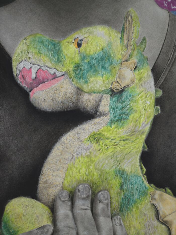 My Daughter Crashed My Huge Charcoal Drawing, And Made It Way Better My Daughter Crashed My Huge Charcoal Drawing, And Made It Way Better