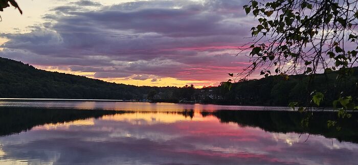 Boulder Lake At Sunset - In The Pocono Mountains Of Pennsylvania, USA