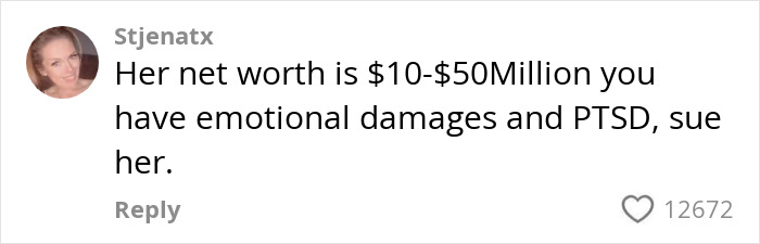 Social media comment about emotional damages and suing after $90,000 repairs from celebrity facialist disfigurement. Social media comment about emotional damages and suing after $90,000 repairs from celebrity facialist disfigurement.