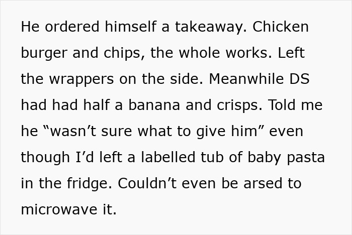 Alt text: Dad takes care of son for the first time but forgets to change diaper and feed him, causing mom to be livid. Alt text: Dad takes care of son for the first time but forgets to change diaper and feed him, causing mom to be livid.