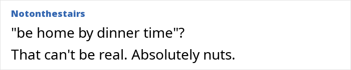 Text post from user Notonthestairs reacting to a live-in nanny curfew, describing it as absolutely nuts. Text post from user Notonthestairs reacting to a live-in nanny curfew, describing it as absolutely nuts.