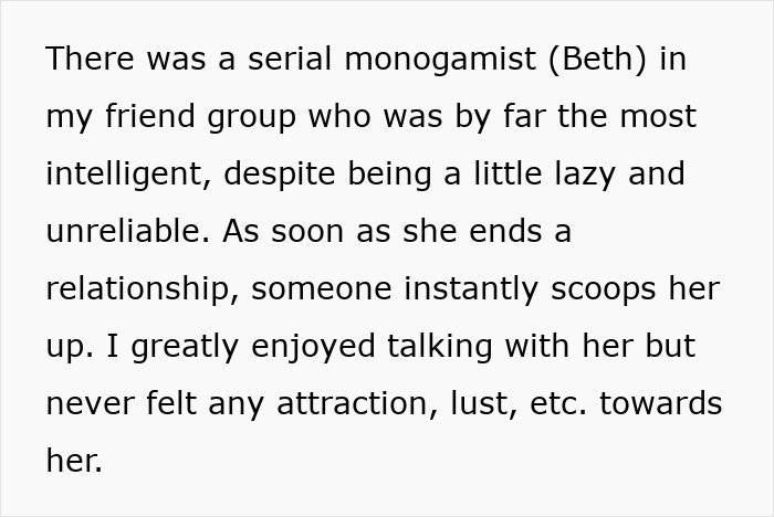 Text excerpt discussing a serial monogamist known for intelligence, relating to robotically calculated partner choice. Text excerpt discussing a serial monogamist known for intelligence, relating to robotically calculated partner choice.