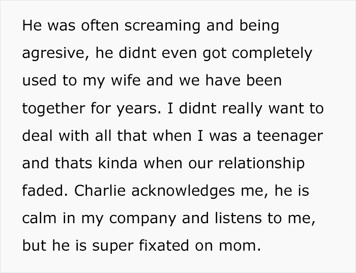 Text excerpt about challenges in relationship with autistic brother who is calm but fixated on mom, highlighting sibling care struggles. Text excerpt about challenges in relationship with autistic brother who is calm but fixated on mom, highlighting sibling care struggles.