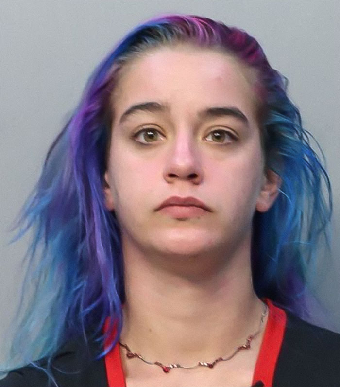 Mugshot of a woman with colorful hair arrested in a hotboxing incident involving a car and a 2-year-old boy. Mugshot of a woman with colorful hair arrested in a hotboxing incident involving a car and a 2-year-old boy.